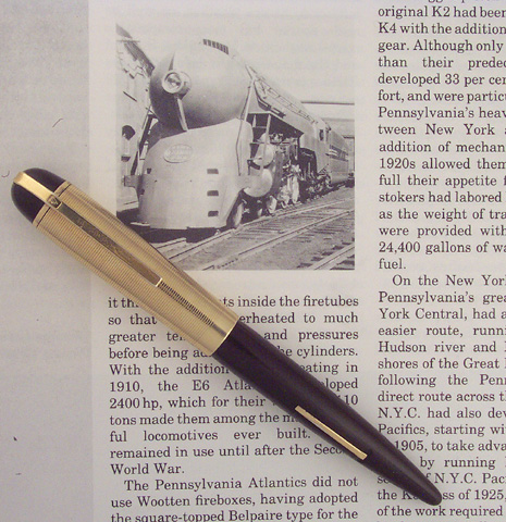 Eversharp Skyline Brown Gold Filled Radial Engraved Cap c1943-1948 With Photo of 20th Century Limited