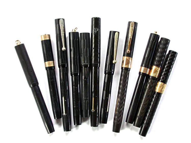 Assorted early Sheaffer and black hard rubber pens 