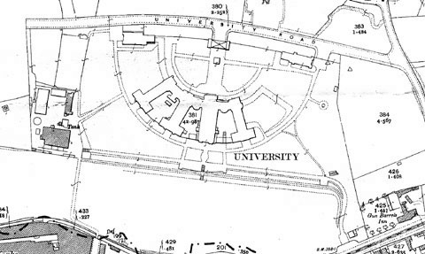 Birmingham University under construction, Ordnance Survey 1902